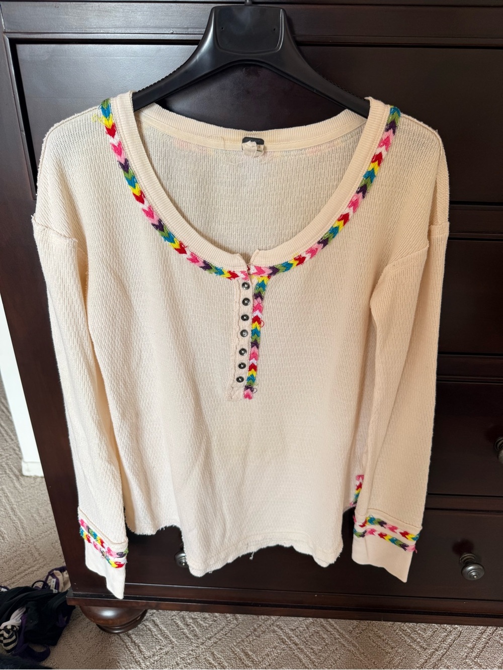 Free People Cream Long-Sleeve Henley